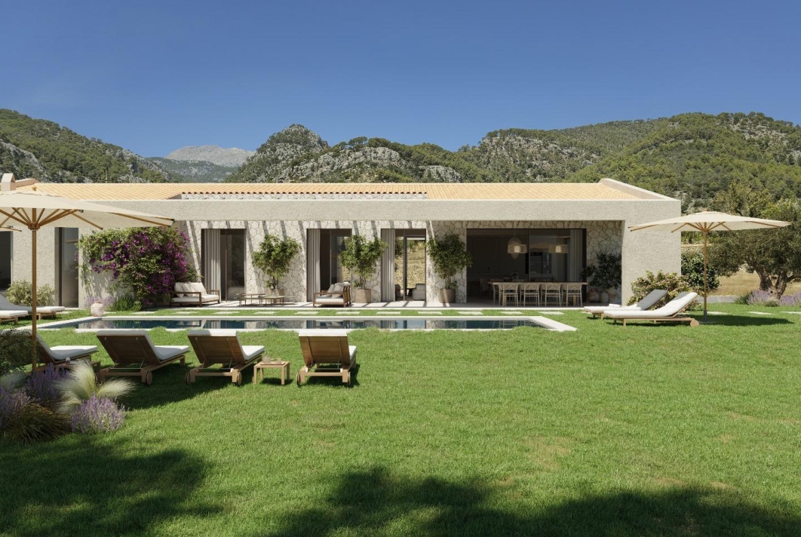 Exterior con piscina y jardín en terreno rural