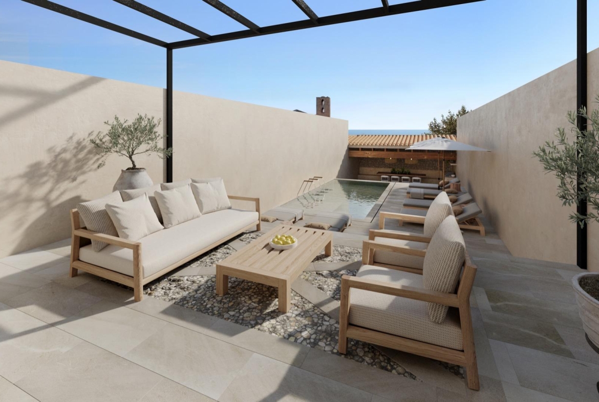 Patio interior con piscina - Cas Concos