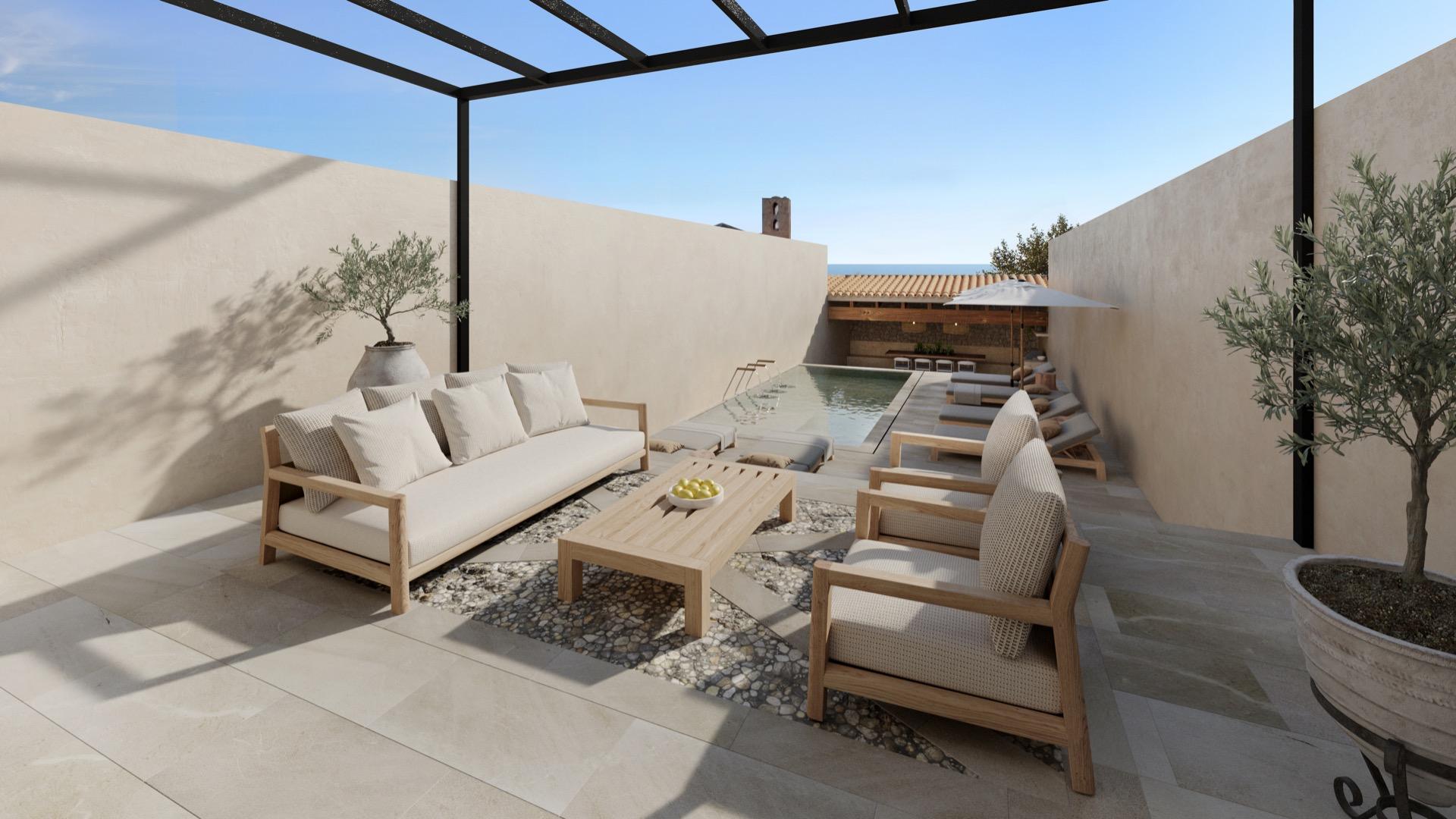 Patio interior con piscina - Cas Concos